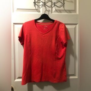 Womens athletic tee shirt, Made for Life brand, size L, hot pink/neon orange.
